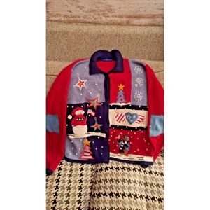 Karen Scott‎ vintage large wool blend USA patriotic Christmas holiday sweater